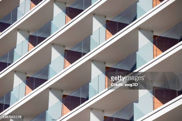 balconies in modern apartment building - architecture stock pictures, royalty-free photos & images