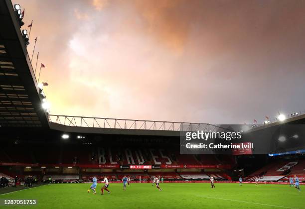 General view of play during the Premier League match between Sheffield United and West Ham United at Bramall Lane on November 22, 2020 in Sheffield,...