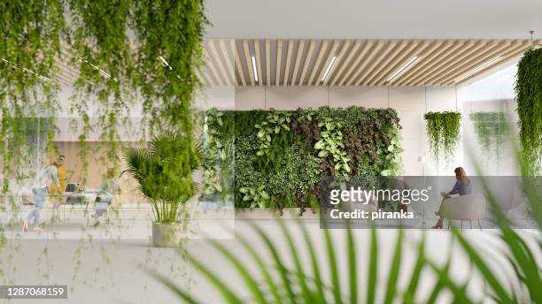groen kantoor - architectuur stockfoto's en -beelden