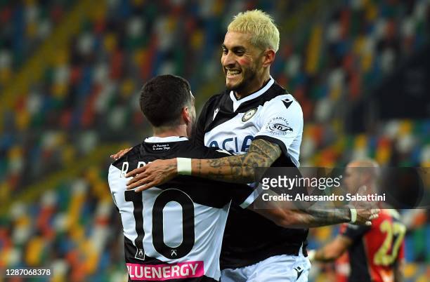 Rodrigo de Paul of Udinese Calcio celebrates after scoring the opening goal during the Serie A match between Udinese Calcio and Genoa CFC at Dacia...