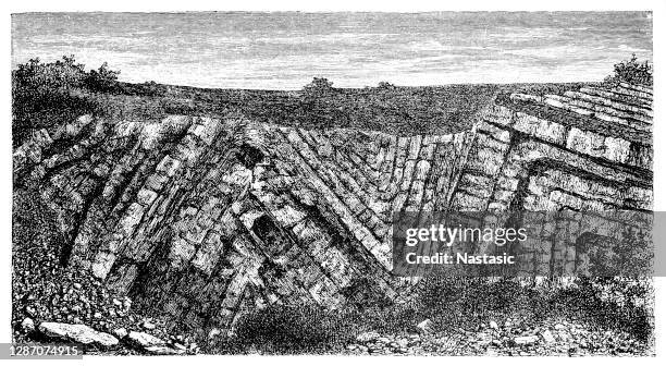 limestone layer - underground cross section stock illustrations