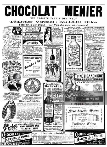 illustrazioni stock, clip art, cartoni animati e icone di tendenza di annunci del 1892 - antico vecchio stile