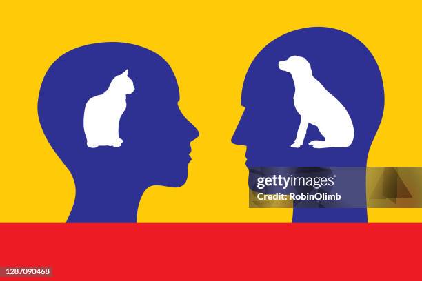 female and male cat and dog profile heads - cat profile stock illustrations