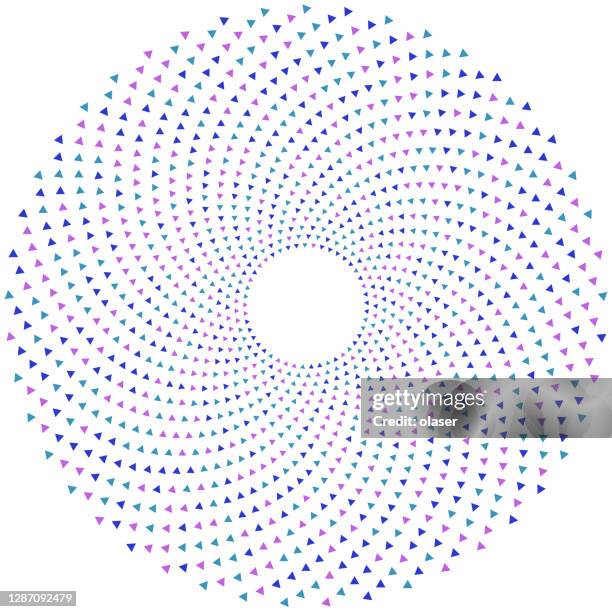 small triangles in spiral shaped matrix. copy space. - concentric rings vector line stock illustrations