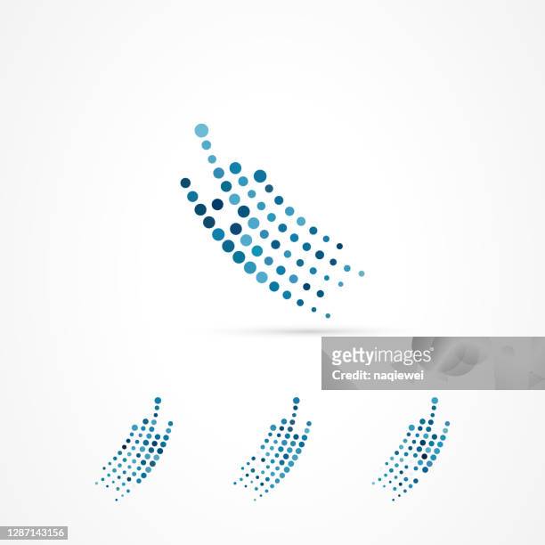 blue half tone dots pattern icon collection - spiral logo stock illustrations