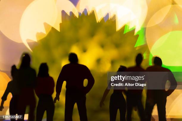 crowd of people in front of a coronavirus. creative concept of pandemic. - march for science in germany stock pictures, royalty-free photos & images