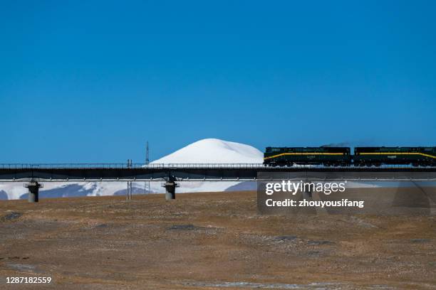 train on qinghai-tibet line - tibet stock pictures, royalty-free photos & images