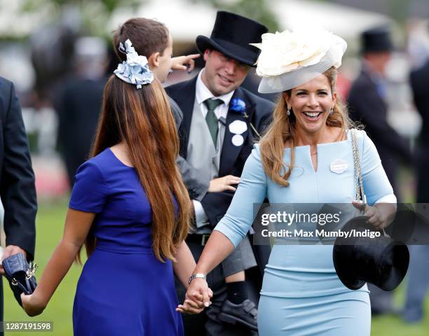 Princess Haya Bint Al Hussein and daughter Sheikha Al Jalila bint Mohammed bin Rashid Al Maktoum accompanied by bodyguard Russell Flowers attend day...