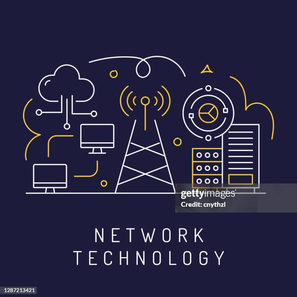 network technology concept, modern line art icons background. linear style vector illustration. - complicated instructions stock illustrations