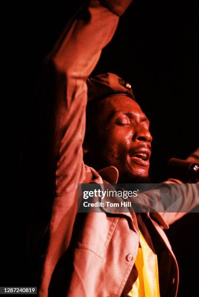 Jamaican singer Jimmy Cliff performs at the Agora Ballroom on November 14, 1980 in Atlanta, Georgia.