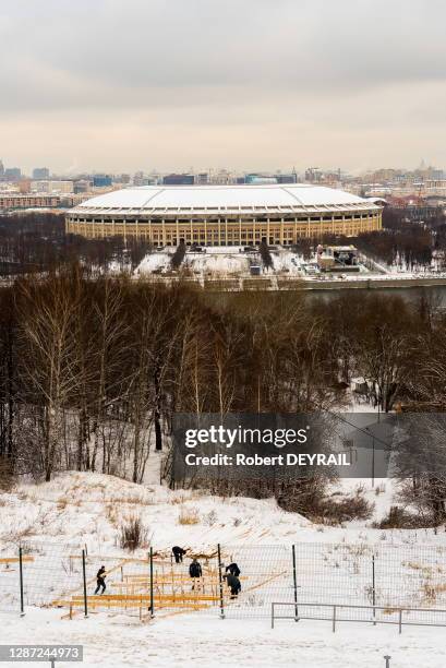 Stade Loujniki rénové pour la coupe du monde de Football 2018, le 7 décembre 2017 à Moscou, Russie.