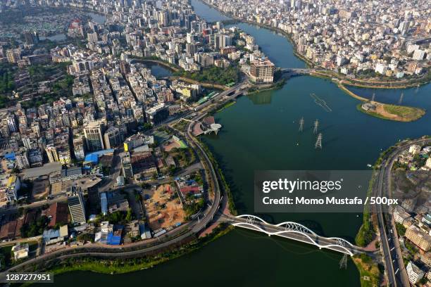 aerial view of brisbane cbd,unnamed road,dhaka,bangladesh - dhaka stock-fotos und bilder