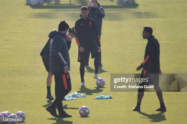 Álvaro Morata of Juventus FC during training session ahead of the UEFA Champions League Group G stage match between Juventus and Ferencvaros Budapest...