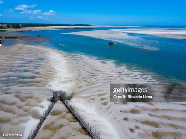 aerial view of fishing corral on a beach, salinas village, brazil - ricardo corral stock pictures, royalty-free photos & images