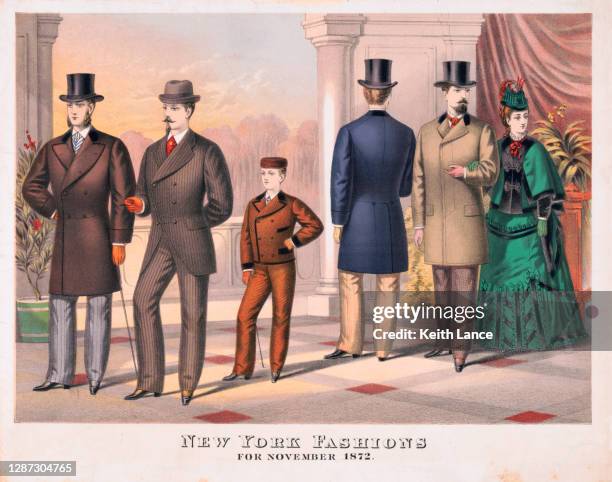 new york fashions in 1872 - fashion collection stock illustrations