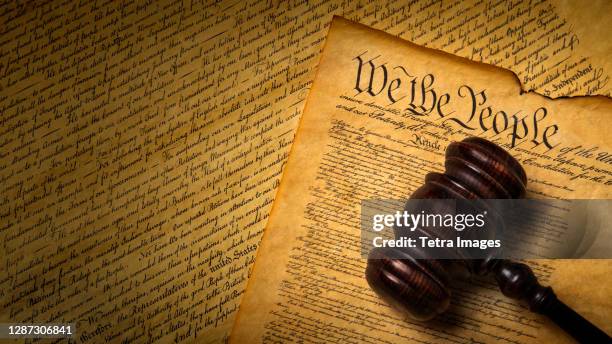 us constitution with gavel - constitution document stock pictures, royalty-free photos & images