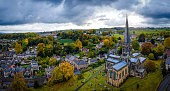 View of All Saints Church in Bakewell, a small market town and civil parish in the Derbyshire Dales district of Derbyshire, England, UK