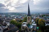 The crooked spire of the Church of St Mary and All Saints in Chesterfield, UK