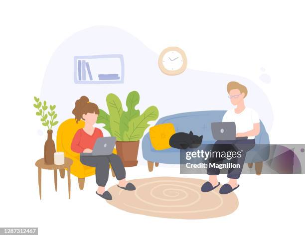 work at home, home office - virtual office space stock illustrations
