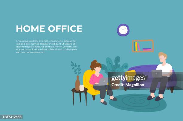work at home, home office - virtual office stock illustrations
