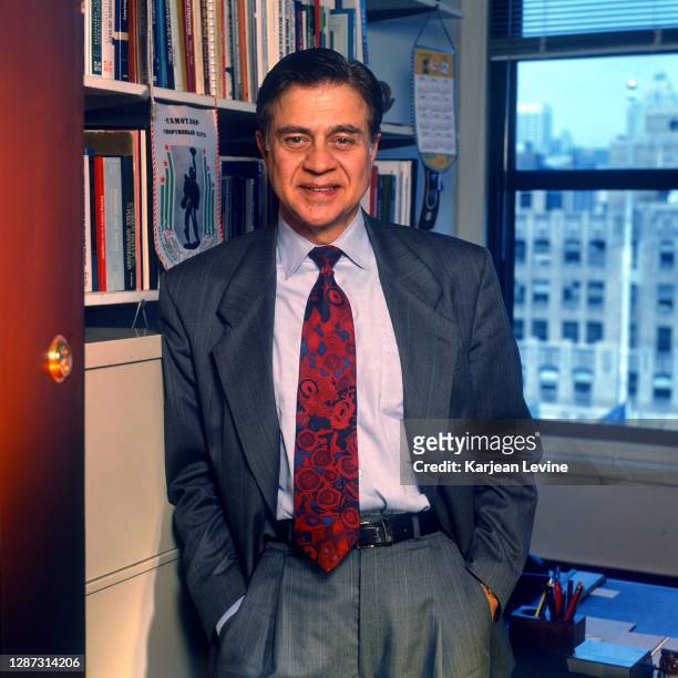 Steve Savas, known as the "Father of Privatization" in the field of economics, poses for a portrait in his office in the Flatiron District on April...