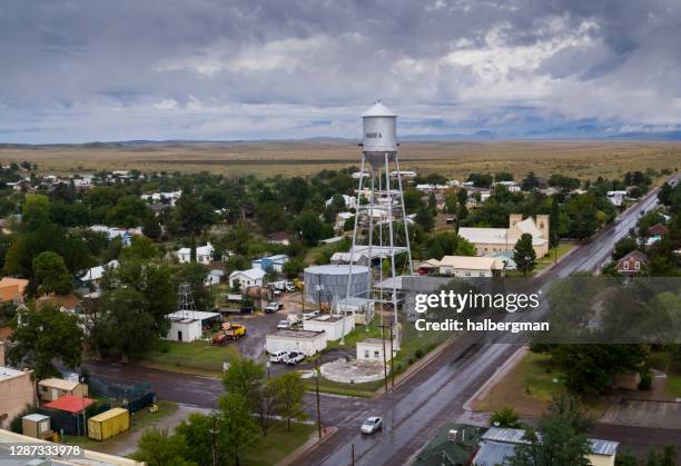 marfa, texas in the rain - aerial - marfa texas stock pictures, royalty-free photos & images