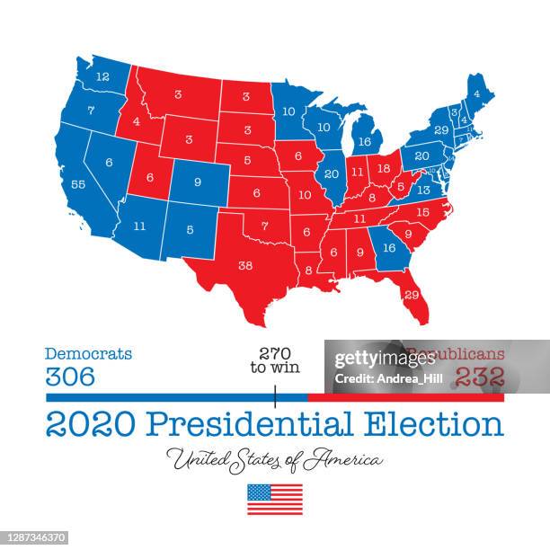 usa präsidentschaftswahl karte 2020 - vector eps10 illustration - electoral college stock-grafiken, -clipart, -cartoons und -symbole