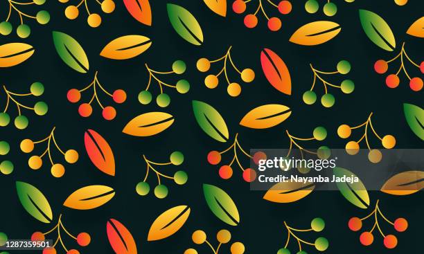 leaf and plant decoration elementsand plant decoration elementsleaf decoration elements on dark background - rainbow glitter background stock illustrations