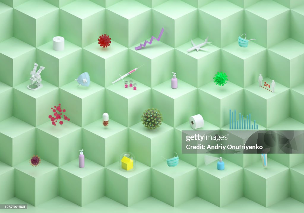 Coronavirus cubic pattern