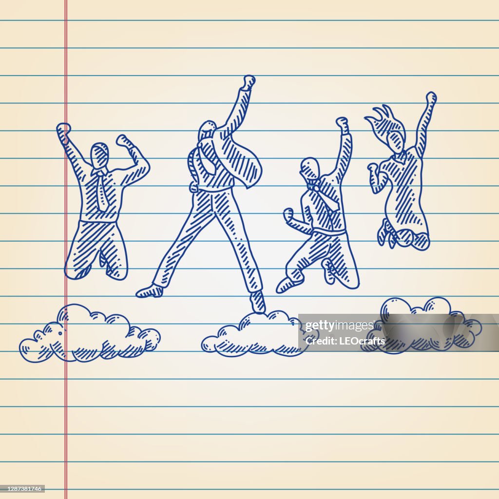 Youth Cheering Drawing On Ruled Paper High-Res Vector Graphic - Getty ...