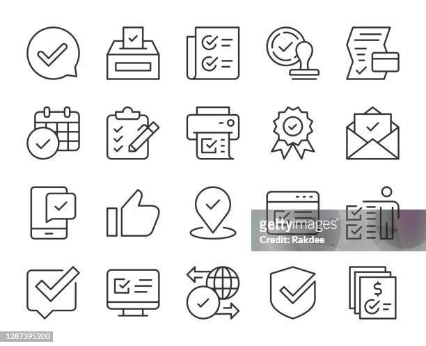 approve - light line icons - voting icon stock illustrations
