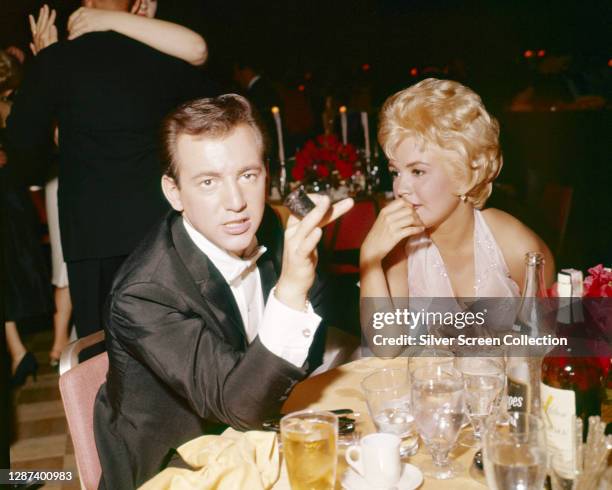 American actor and singer Bobby Darin with his wife, actress Sandra Dee at the 33rd Academy Awards, Santa Monica, California, where they presented...