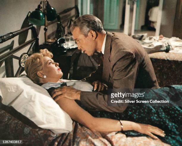 American actors James Stewart as Dr Ben McKenna and Doris Day as his wife, singer Jo Conway McKenna in the Alfred Hitchcock film 'The Man Who Knew...