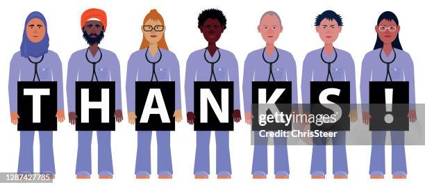 thank you key workers - nhs nurse stock illustrations