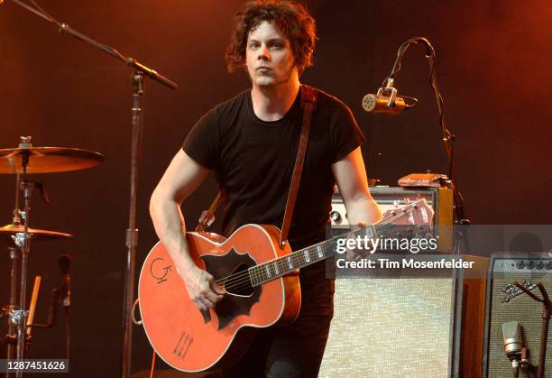 Jack White of The Raconteurs performs during KROQ's Weenie Roast y Fiesta at Irvine Meadows Amphitheatre on May 17, 2008 in Irvine, California.