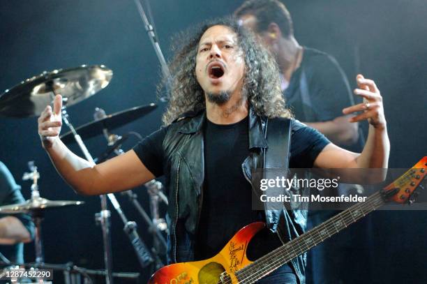 Kirk Hammett of Metallica performs during KROQ's Weenie Roast y Fiesta at Irvine Meadows Amphitheatre on May 17, 2008 in Irvine, California.