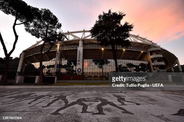 General view outside the stadium prior to the UEFA Champions League Group F stage match between SS Lazio and Zenit St. Petersburg at Stadio Olimpico...