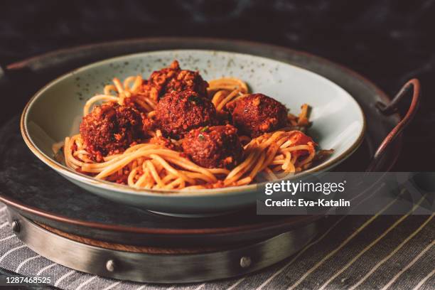 spaghetti with falafel balls - meatball stock pictures, royalty-free photos & images