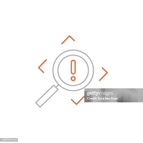 ilustraciones, imágenes clip art, dibujos animados e iconos de stock de icono de examen con trazo editable - lupa instrumento óptico