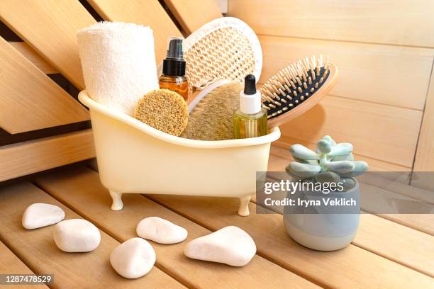 spa, sauna and wellness beauty concept. - sauna winter weihnachten stock-fotos und bilder