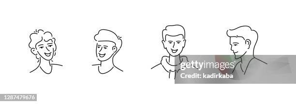 people and avatar vector illustration in a flat style - young men stock illustrations