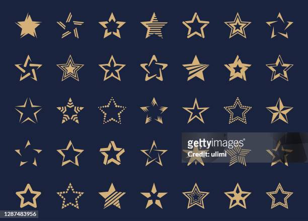 stars icon set - star shape stock illustrations