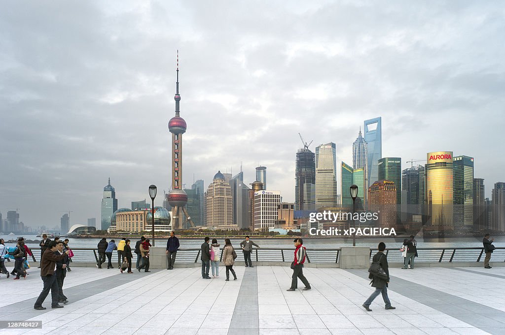 The Pudong skyline in Shanghai.