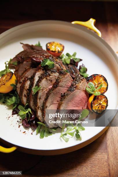 roasted leg of lamb - gigot stock pictures, royalty-free photos & images