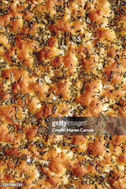 close up of gluten free focaccia bread - bread texture stock-fotos und bilder