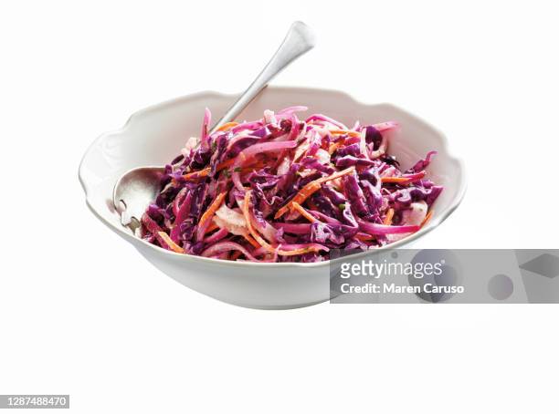 red cabbage and fennel slaw - coleslaw stock pictures, royalty-free photos & images