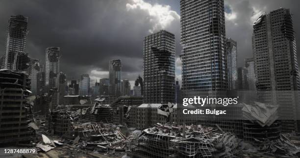 paisagem da cidade destruída - apocalipse - fotografias e filmes do acervo