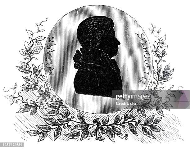 ilustraciones, imágenes clip art, dibujos animados e iconos de stock de silueta de wolfgang amadeus mozart - amadeus