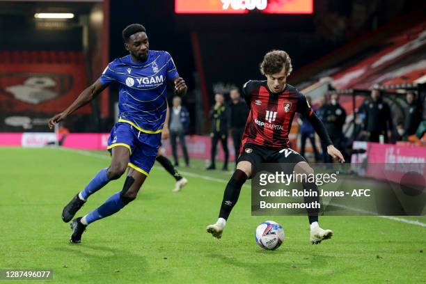 Sammy Ameobi of Nottingham Forest and Rodrigo Riquelme of Bournemouth during the Sky Bet Championship match between AFC Bournemouth and Nottingham...