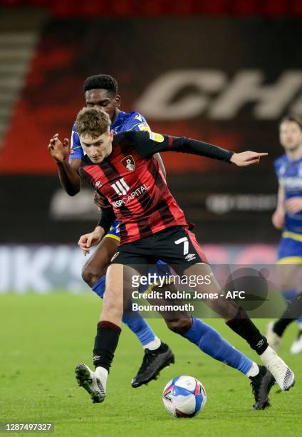 David Brooks of Bournemouth holds off Sammy Ameobi of Nottingham Forest during the Sky Bet Championship match between AFC Bournemouth and Nottingham...